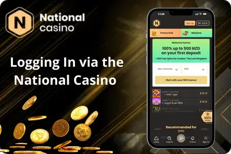 National Casino app login screen for NZ players